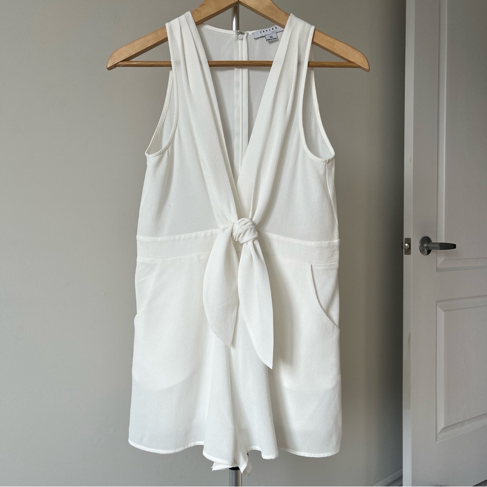 White Front-tie Romper
